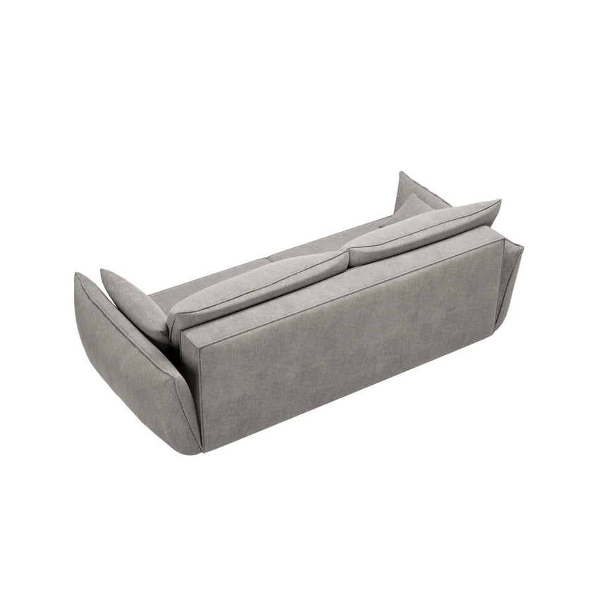 Kaelle 3-Sitzer Sofa mit Schlaffunktion und Bettkasten, ausklappbar, aus Chenille in Hellgrau (Over The Horizon 85), 244x97 cm von Micadoni – Bild 7