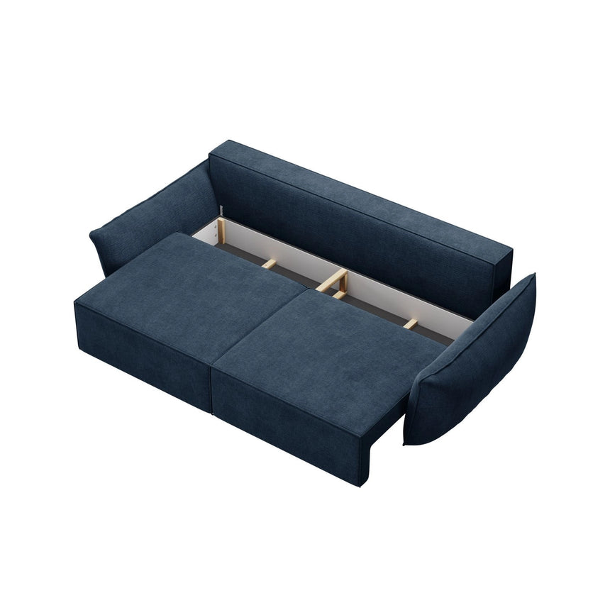 Kaelle 3-Sitzer Sofa mit Schlaffunktion und Bettkasten, ausklappbar, aus Chenille in Königsblau (Over The Horizon 78), 244x97 cm von Micadoni – Bild 5