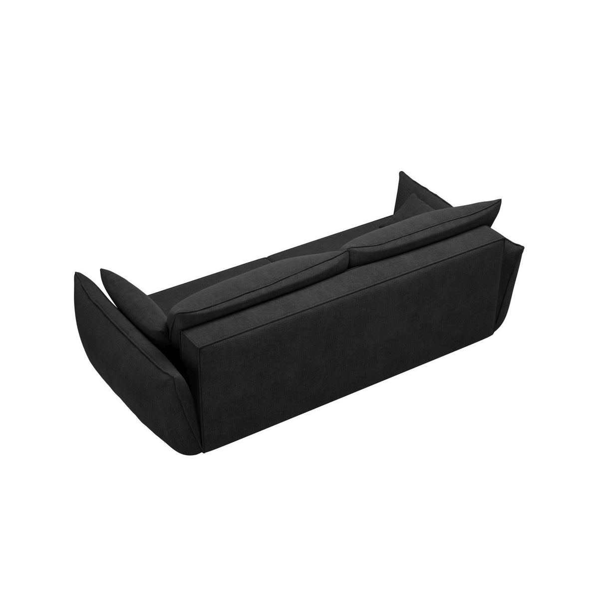 Kaelle 3-Sitzer Sofa mit Schlaffunktion und Bettkasten, ausklappbar, aus Chenille in Schwarz (Over The Horizon 99), 244x97 cm von Micadoni – Bild 7