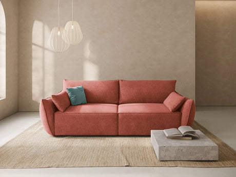 Kaelle 3-Sitzer Sofa mit Schlaffunktion und Bettkasten, ausklappbar, aus Chenille in Terrakotta (Over The Horizon 57), 244x97 cm von Micadoni – Bild 2