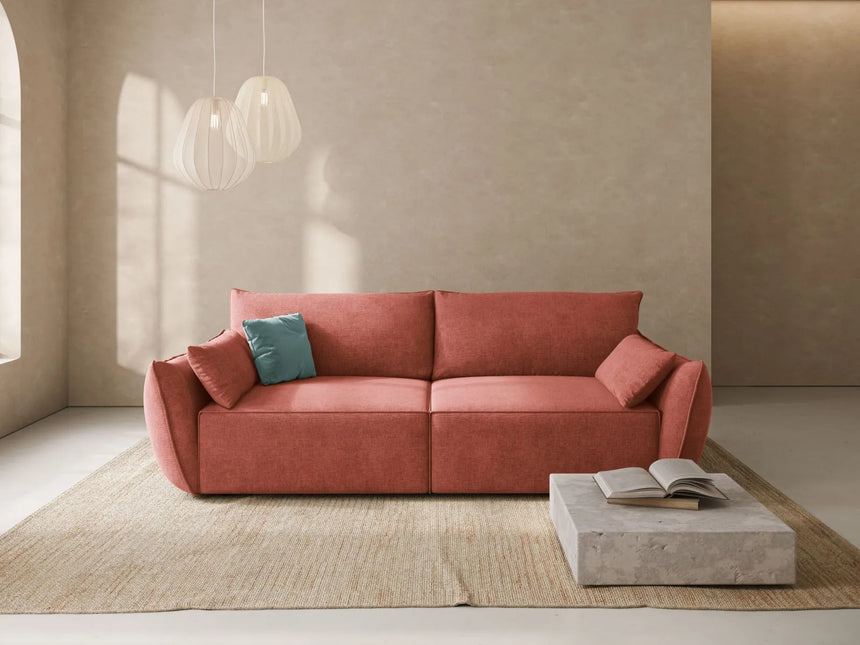 Kaelle 3-Sitzer Sofa mit Schlaffunktion und Bettkasten, ausklappbar, aus Chenille in Terrakotta (Over The Horizon 57), 244x97 cm von Micadoni – Bild 2
