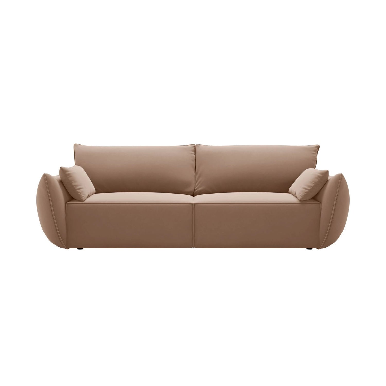 Kaelle 3-Sitzer Sofa mit Schlaffunktion und Bettkasten, ausklappbar, aus Samt in Beige (Bluvel 28), 244x97 cm von Micadoni – Bild 1