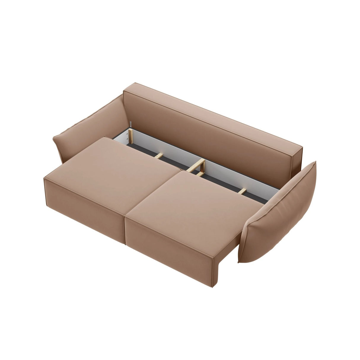 Kaelle 3-Sitzer Sofa mit Schlaffunktion und Bettkasten, ausklappbar, aus Samt in Beige (Bluvel 28), 244x97 cm von Micadoni – Bild 5