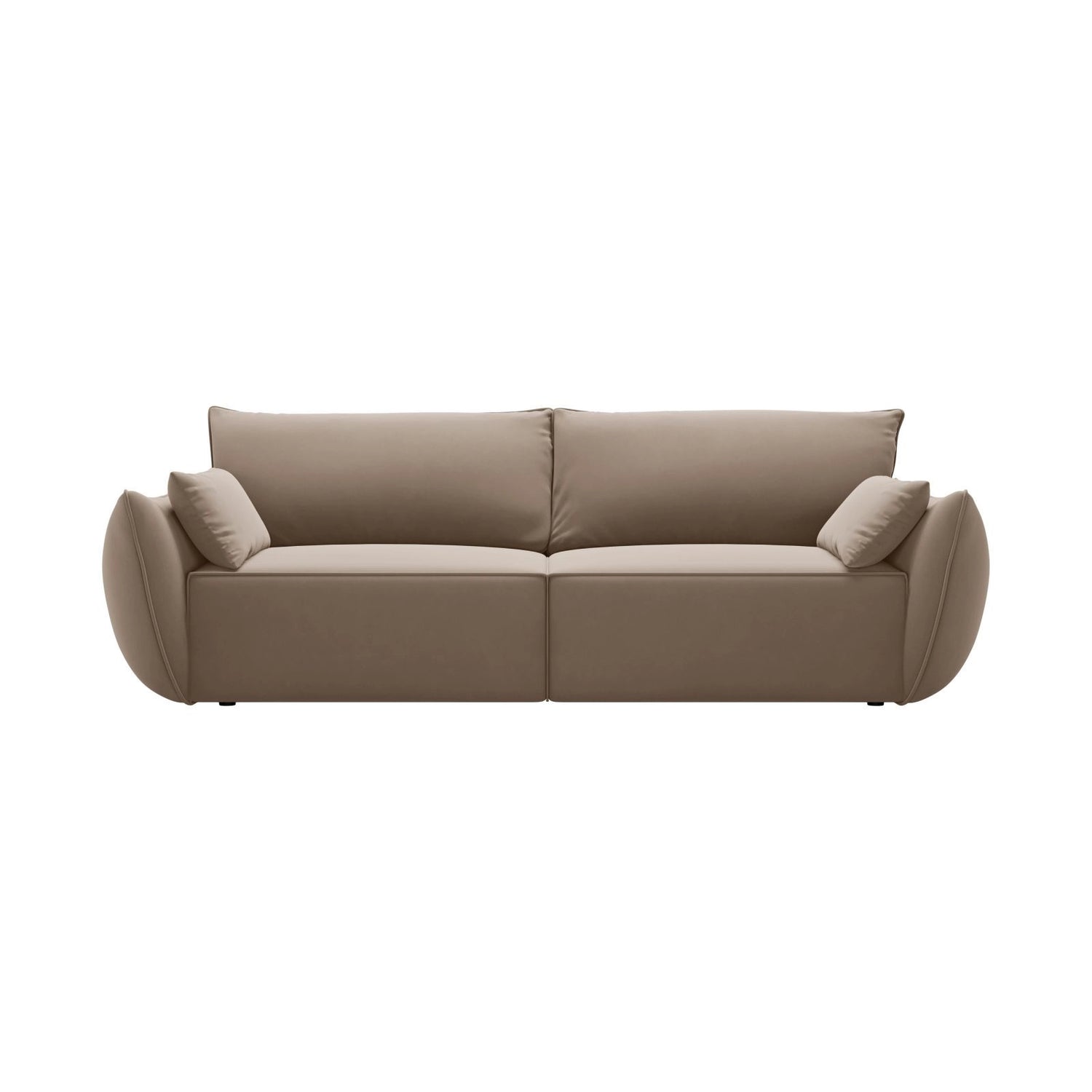 Kaelle 3-Sitzer Sofa mit Schlaffunktion und Bettkasten, ausklappbar, aus Samt in Cappuccino (Bluvel 40), 244x97 cm von Micadoni – Bild 1