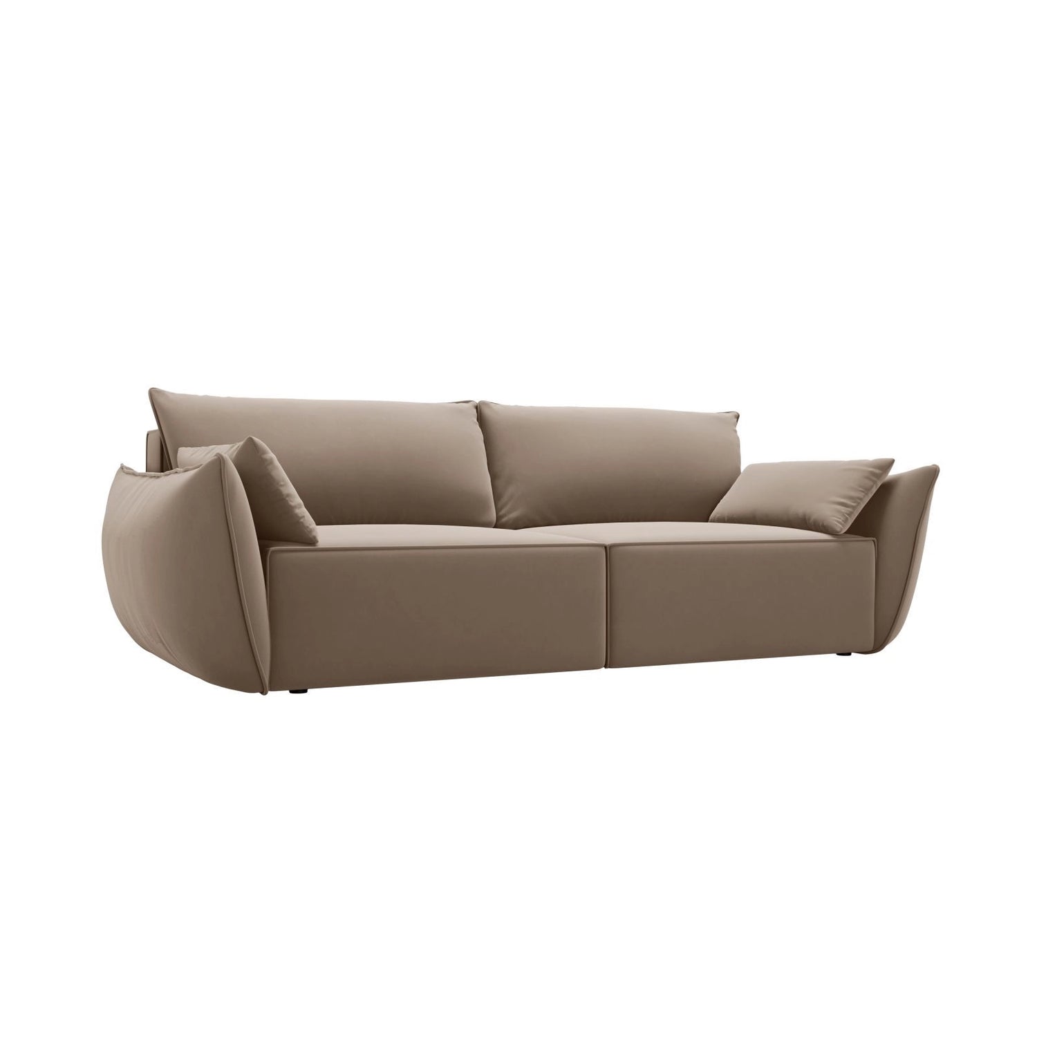 Kaelle 3-Sitzer Sofa mit Schlaffunktion und Bettkasten, ausklappbar, aus Samt in Cappuccino (Bluvel 40), 244x97 cm von Micadoni – Bild 4