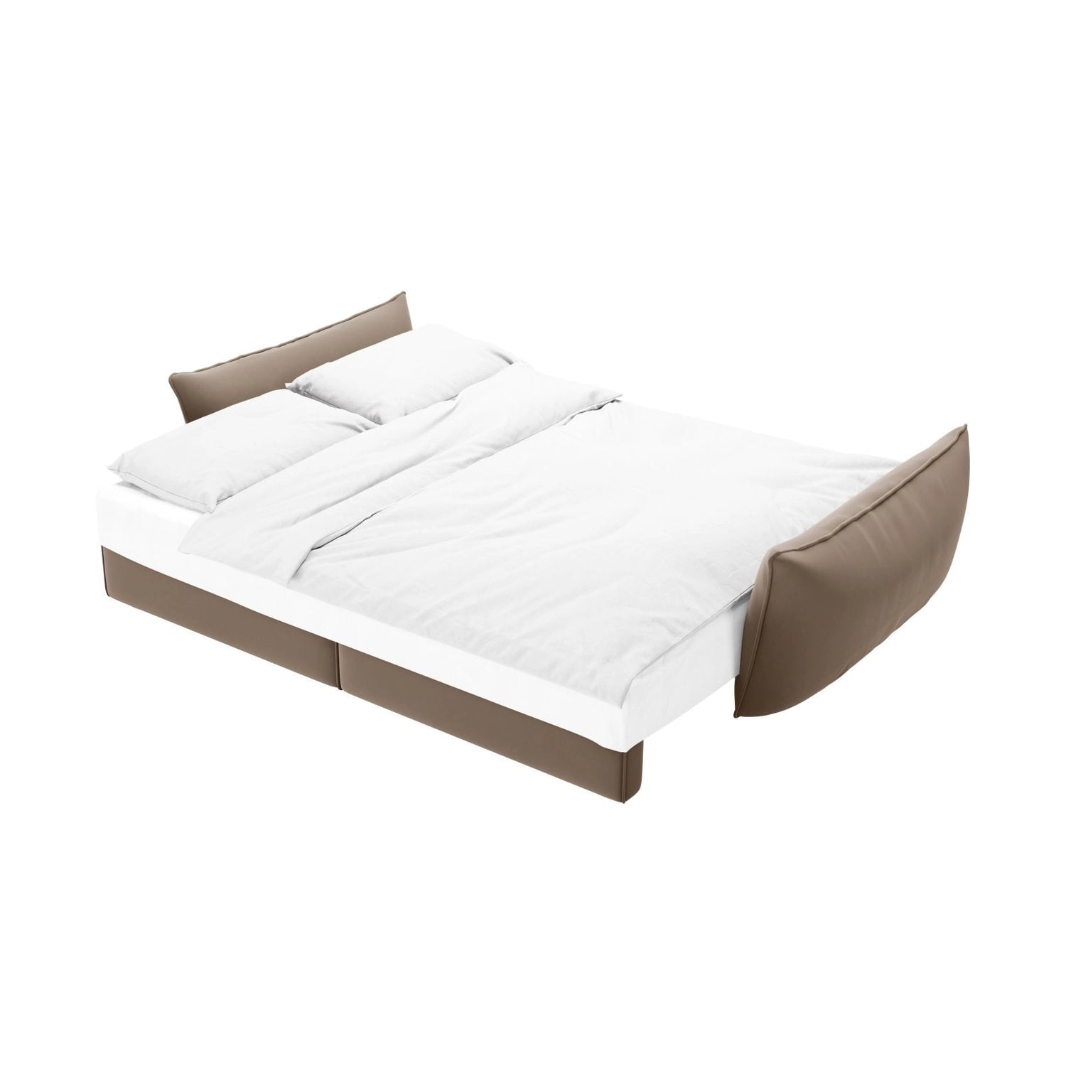 Kaelle 3-Sitzer Sofa mit Schlaffunktion und Bettkasten, ausklappbar, aus Samt in Cappuccino (Bluvel 40), 244x97 cm von Micadoni – Bild 6