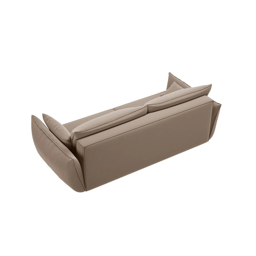 Kaelle 3-Sitzer Sofa mit Schlaffunktion und Bettkasten, ausklappbar, aus Samt in Cappuccino (Bluvel 40), 244x97 cm von Micadoni – Bild 7