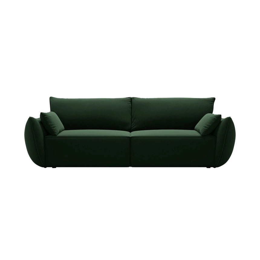 Kaelle 3-Sitzer Sofa mit Schlaffunktion und Bettkasten, ausklappbar, aus Samt in Flaschengrün (Bluvel 78), 244x97 cm von Micadoni – Bild 1