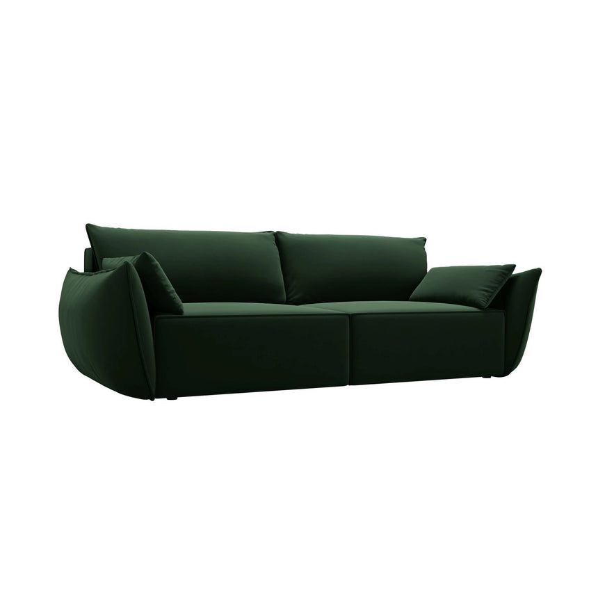 Kaelle 3-Sitzer Sofa mit Schlaffunktion und Bettkasten, ausklappbar, aus Samt in Flaschengrün (Bluvel 78), 244x97 cm von Micadoni – Bild 4