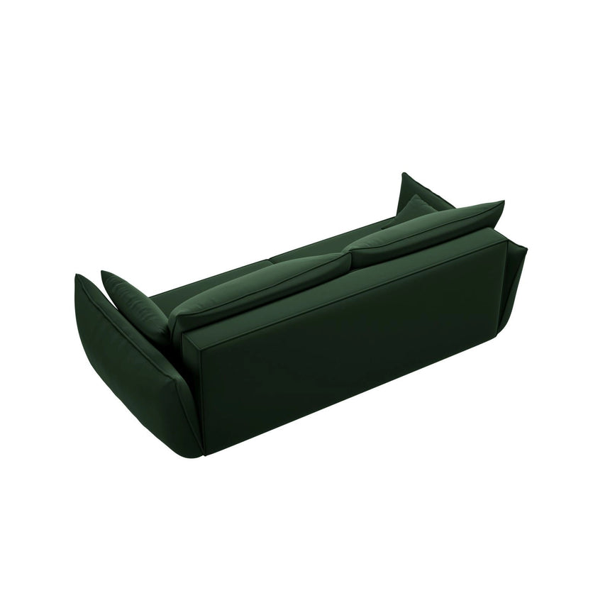Kaelle 3-Sitzer Sofa mit Schlaffunktion und Bettkasten, ausklappbar, aus Samt in Flaschengrün (Bluvel 78), 244x97 cm von Micadoni – Bild 7