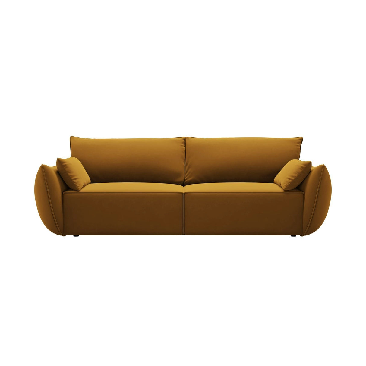 Kaelle 3-Sitzer Sofa mit Schlaffunktion und Bettkasten, ausklappbar, aus Samt in Gelb (Bluvel 68), 244x97 cm von Micadoni – Bild 1