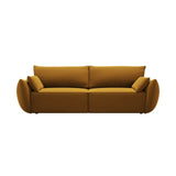 Kaelle 3-Sitzer Sofa mit Schlaffunktion und Bettkasten, ausklappbar, aus Samt in Gelb (Bluvel 68), 244x97 cm von Micadoni – Bild 1