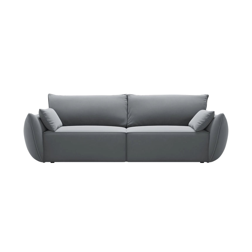 Kaelle 3-Sitzer Sofa mit Schlaffunktion und Bettkasten, ausklappbar, aus Samt in Grau (Bluvel 10), 244x97 cm von Micadoni – Bild 1