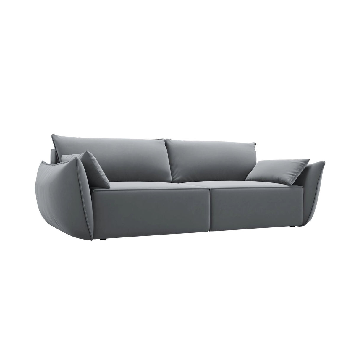 Kaelle 3-Sitzer Sofa mit Schlaffunktion und Bettkasten, ausklappbar, aus Samt in Grau (Bluvel 10), 244x97 cm von Micadoni – Bild 4