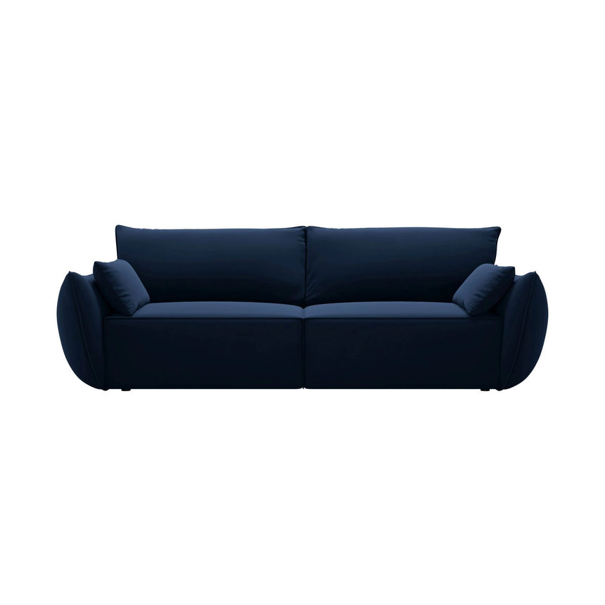 Kaelle 3-Sitzer Sofa mit Schlaffunktion und Bettkasten, ausklappbar, aus Samt in Königsblau (Bluvel 86), 244x97 cm von Micadoni – Bild 1