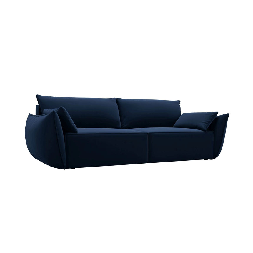 Kaelle 3-Sitzer Sofa mit Schlaffunktion und Bettkasten, ausklappbar, aus Samt in Königsblau (Bluvel 86), 244x97 cm von Micadoni – Bild 4