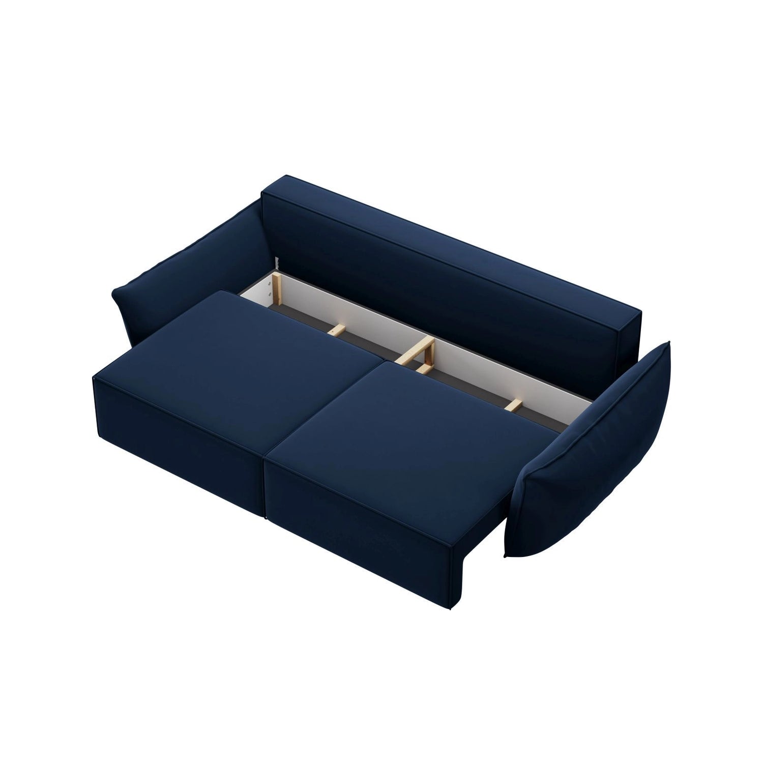 Kaelle 3-Sitzer Sofa mit Schlaffunktion und Bettkasten, ausklappbar, aus Samt in Königsblau (Bluvel 86), 244x97 cm von Micadoni – Bild 5