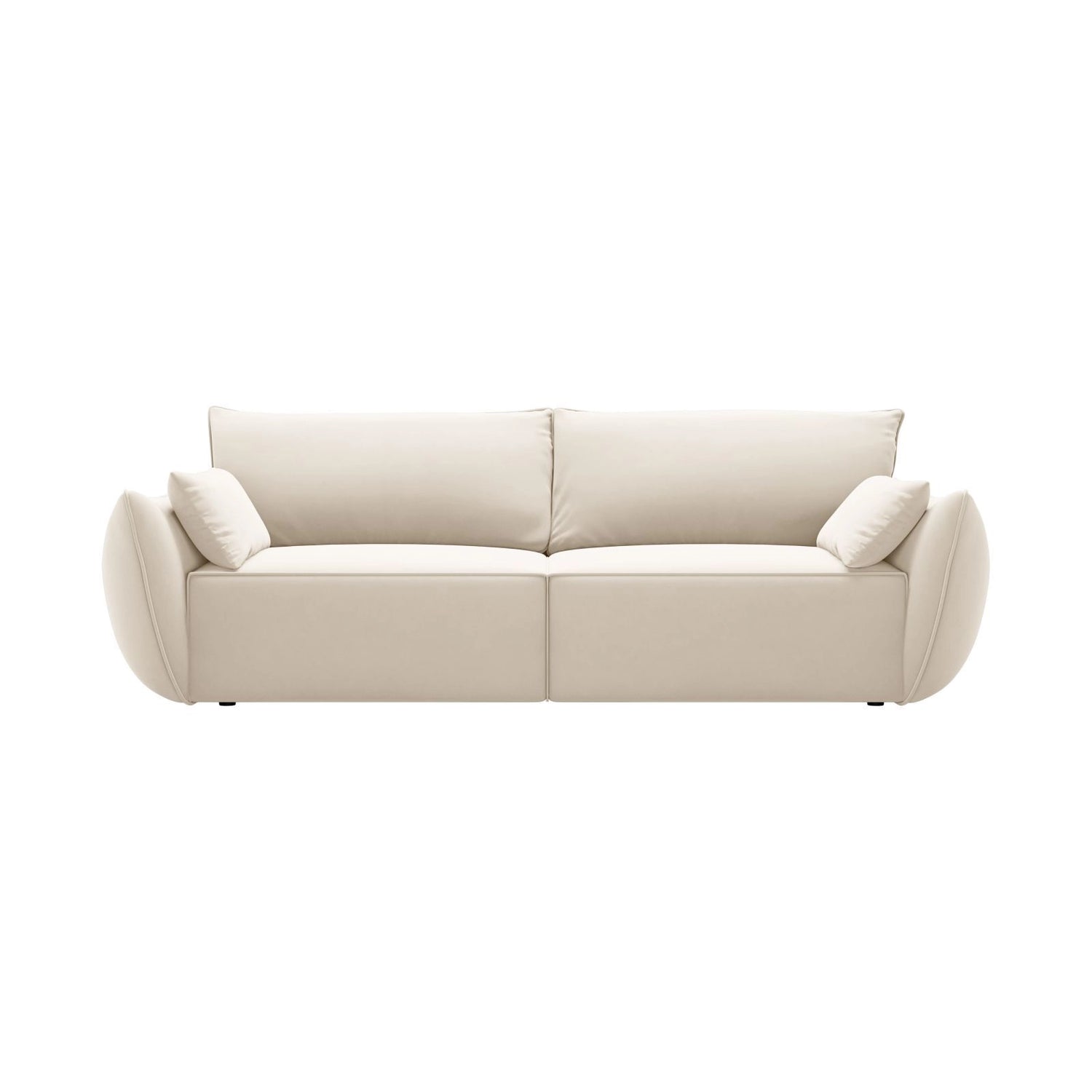 Kaelle 3-Sitzer Sofa mit Schlaffunktion und Bettkasten, ausklappbar, aus Samt in Leichtes Beige (Bluvel 22), 244x97 cm von Micadoni – Bild 1
