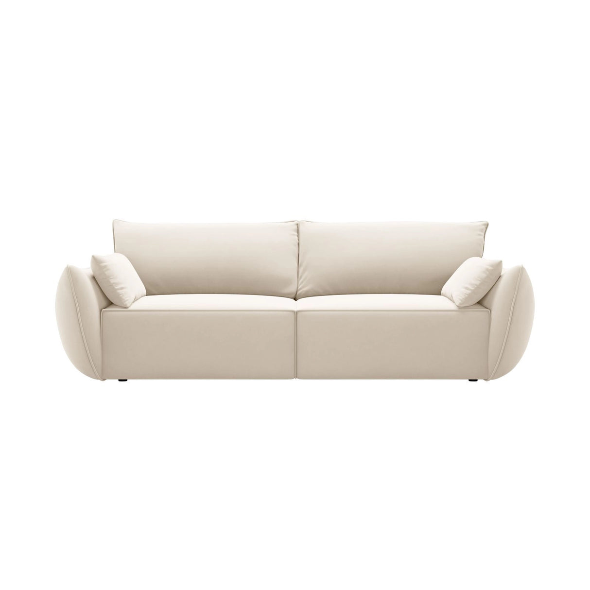 Kaelle 3-Sitzer Sofa mit Schlaffunktion und Bettkasten, ausklappbar, aus Samt in Leichtes Beige (Bluvel 22), 244x97 cm von Micadoni – Bild 1