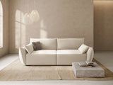 Kaelle 3-Sitzer Sofa mit Schlaffunktion und Bettkasten, ausklappbar, aus Samt in Leichtes Beige (Bluvel 22), 244x97 cm von Micadoni – Bild 2