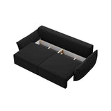 Kaelle 3-Sitzer Sofa mit Schlaffunktion und Bettkasten, ausklappbar, aus Samt in Schwarz (Bluvel 19), 244x97 cm von Micadoni – Bild 5
