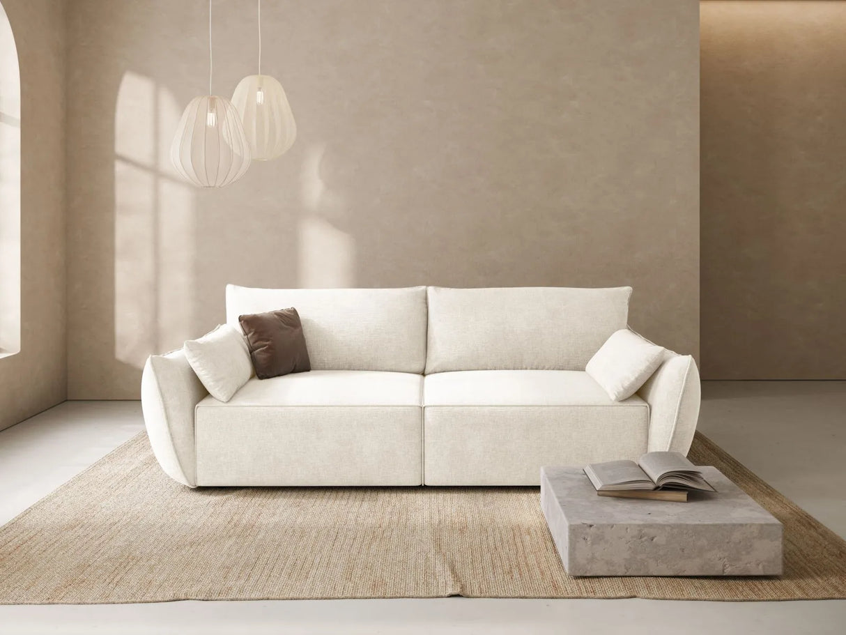 Kaelle 3-Sitzer Sofa mit Schlaffunktion und Bettkasten, ausklappbar, aus Samt oder Chenille, 244x97 cm von Micadoni – Bild 2