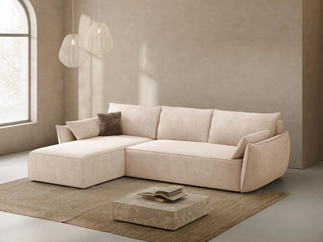 Kaelle 4-Sitzer Ecksofa mit Schlaffunktion und Bettkasten, Linke Seite, aus Chenille in Beige (Over The Horizon 08), 252x165 cm von Micadoni – Bild 2