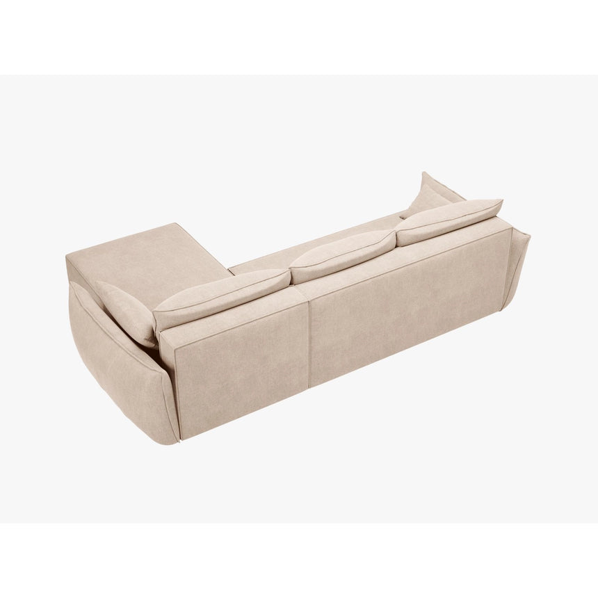 Kaelle 4-Sitzer Ecksofa mit Schlaffunktion und Bettkasten, Linke Seite, aus Chenille in Beige (Over The Horizon 08), 252x165 cm von Micadoni – Bild 4