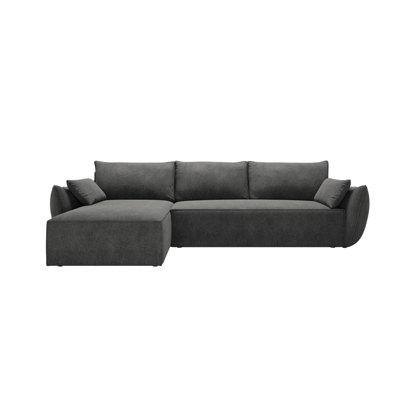 Kaelle 4-Sitzer Ecksofa mit Schlaffunktion und Bettkasten, Linke Seite, aus Chenille in Dunkelgrau (Over The Horizon 97), 252x165 cm von Micadoni – Bild 1