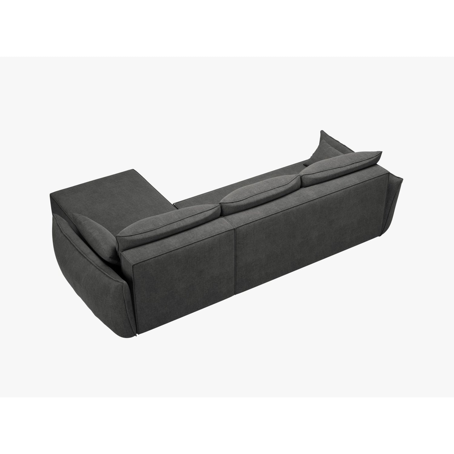 Kaelle 4-Sitzer Ecksofa mit Schlaffunktion und Bettkasten, Linke Seite, aus Chenille in Dunkelgrau (Over The Horizon 97), 252x165 cm von Micadoni – Bild 4