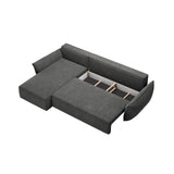 Kaelle 4-Sitzer Ecksofa mit Schlaffunktion und Bettkasten, Linke Seite, aus Chenille in Dunkelgrau (Over The Horizon 97), 252x165 cm von Micadoni – Bild 5