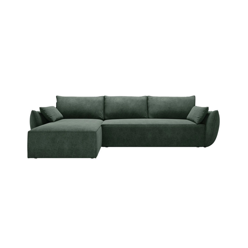 Kaelle 4-Sitzer Ecksofa mit Schlaffunktion und Bettkasten, Linke Seite, aus Chenille in Flaschengrün (Over The Horizon 39), 252x165 cm von Micadoni – Bild 1