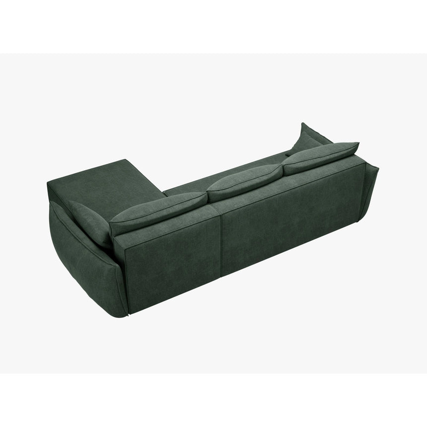 Kaelle 4-Sitzer Ecksofa mit Schlaffunktion und Bettkasten, Linke Seite, aus Chenille in Flaschengrün (Over The Horizon 39), 252x165 cm von Micadoni – Bild 4