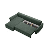 Kaelle 4-Sitzer Ecksofa mit Schlaffunktion und Bettkasten, Linke Seite, aus Chenille in Flaschengrün (Over The Horizon 39), 252x165 cm von Micadoni – Bild 5