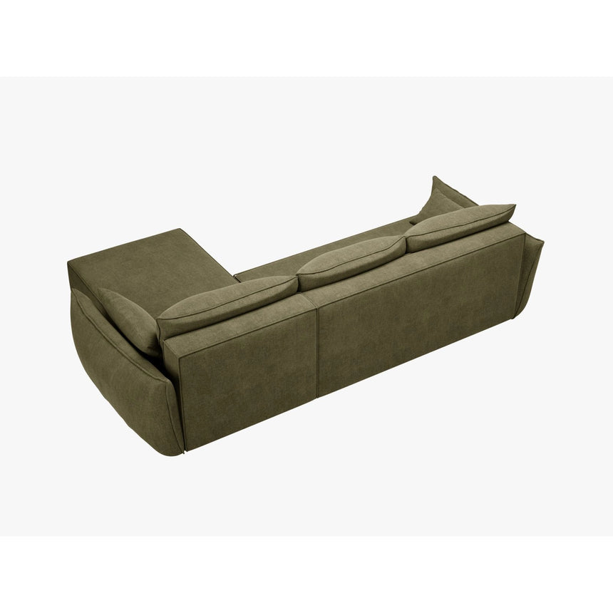 Kaelle 4-Sitzer Ecksofa mit Schlaffunktion und Bettkasten, Linke Seite, aus Chenille in Grün (Over The Horizon 38), 252x165 cm von Micadoni – Bild 4