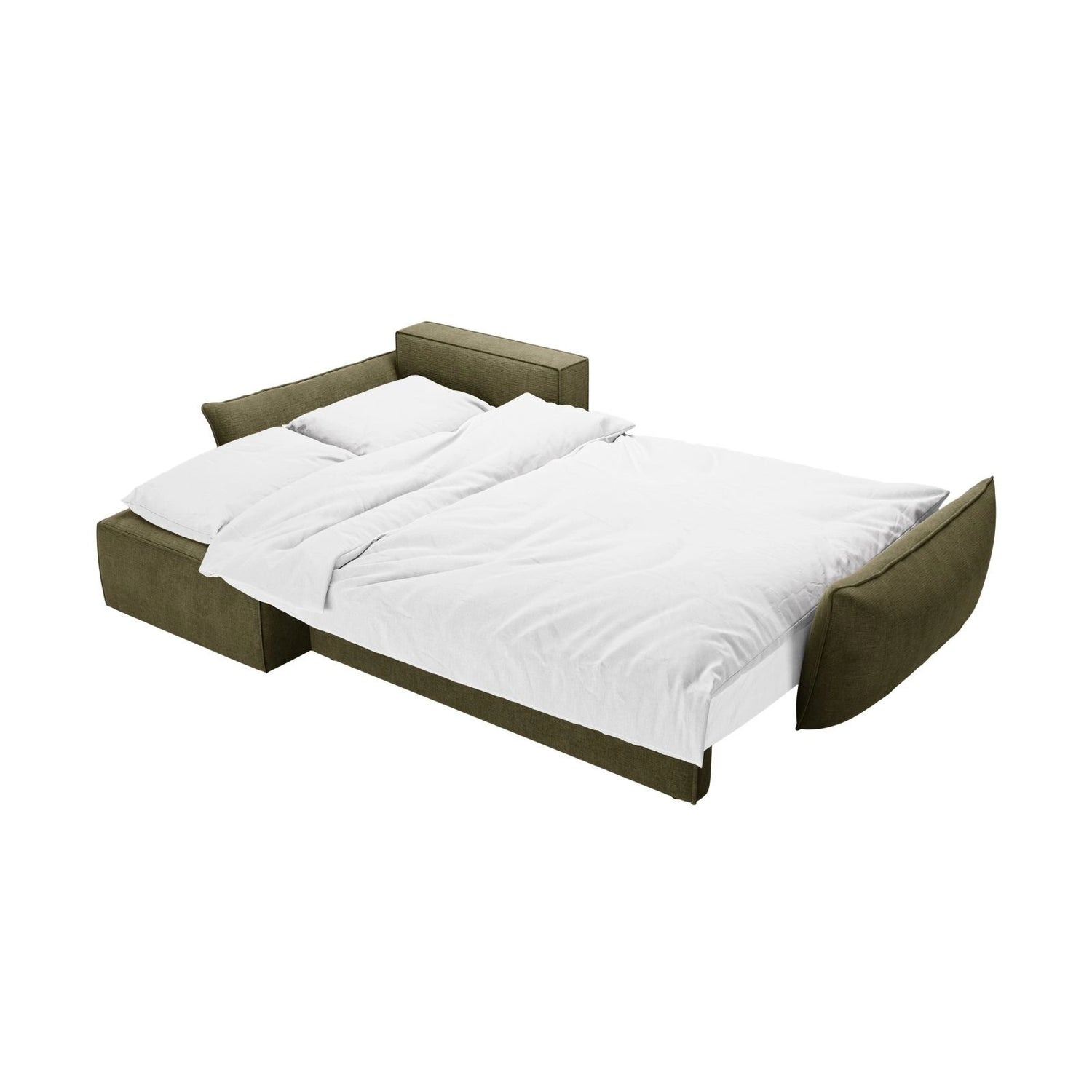 Kaelle 4-Sitzer Ecksofa mit Schlaffunktion und Bettkasten, Linke Seite, aus Chenille in Grün (Over The Horizon 38), 252x165 cm von Micadoni – Bild 6