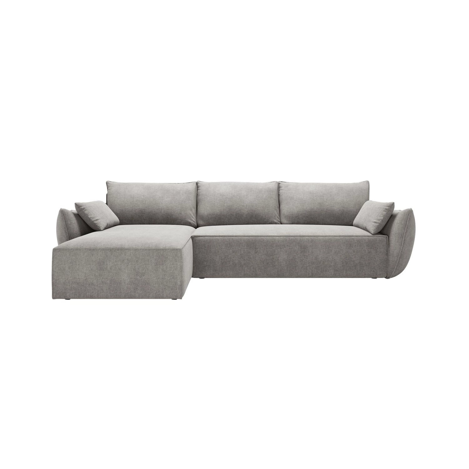 Kaelle 4-Sitzer Ecksofa mit Schlaffunktion und Bettkasten, Linke Seite, aus Chenille in Hellgrau (Over The Horizon 85), 252x165 cm von Micadoni – Bild 1