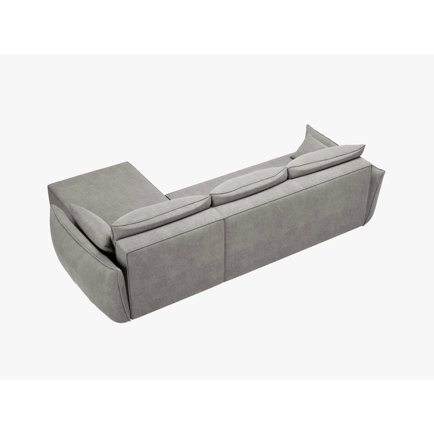 Kaelle 4-Sitzer Ecksofa mit Schlaffunktion und Bettkasten, Linke Seite, aus Chenille in Hellgrau (Over The Horizon 85), 252x165 cm von Micadoni – Bild 4