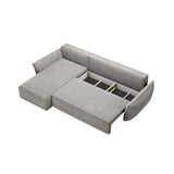 Kaelle 4-Sitzer Ecksofa mit Schlaffunktion und Bettkasten, Linke Seite, aus Chenille in Hellgrau (Over The Horizon 85), 252x165 cm von Micadoni – Bild 5