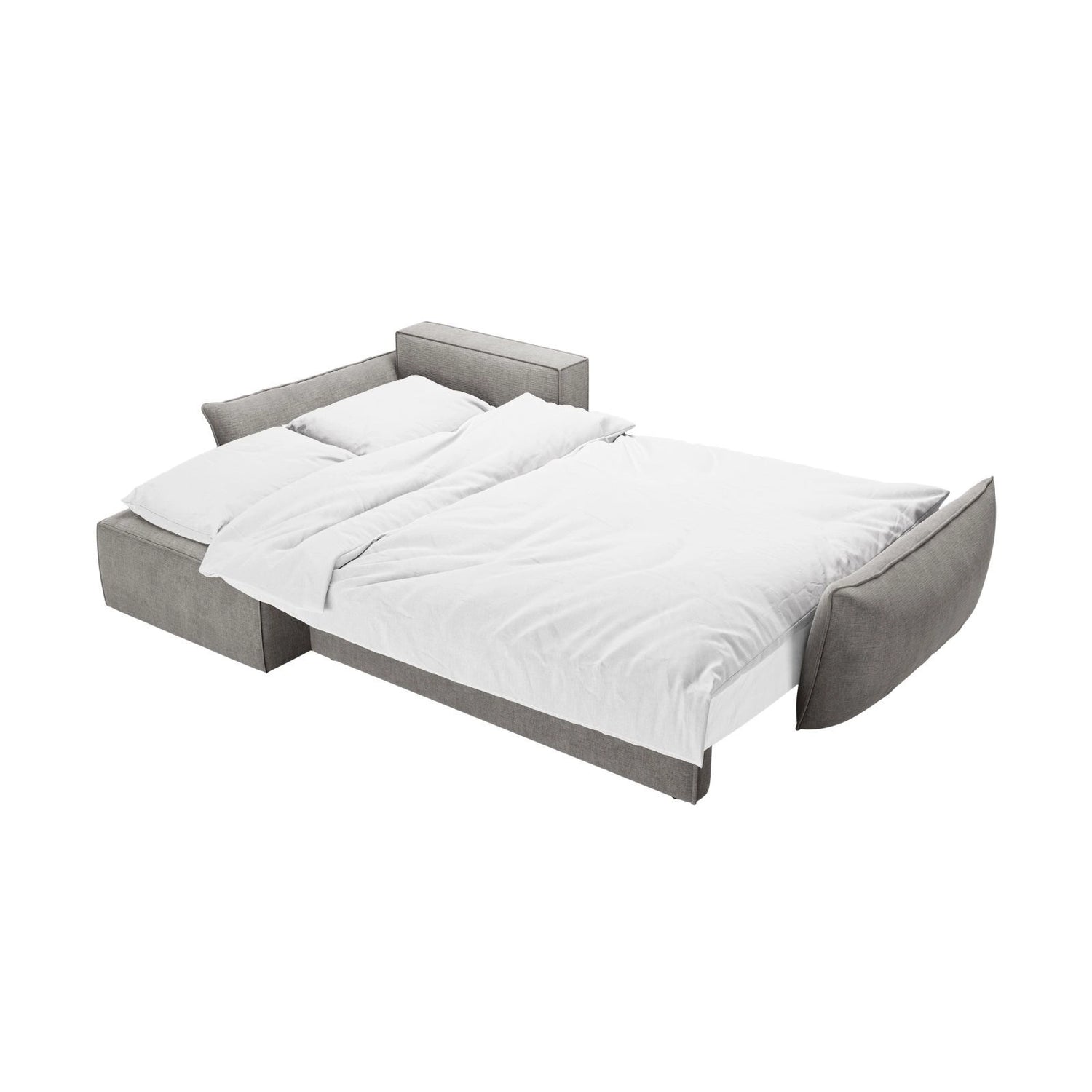 Kaelle 4-Sitzer Ecksofa mit Schlaffunktion und Bettkasten, Linke Seite, aus Chenille in Hellgrau (Over The Horizon 85), 252x165 cm von Micadoni – Bild 6