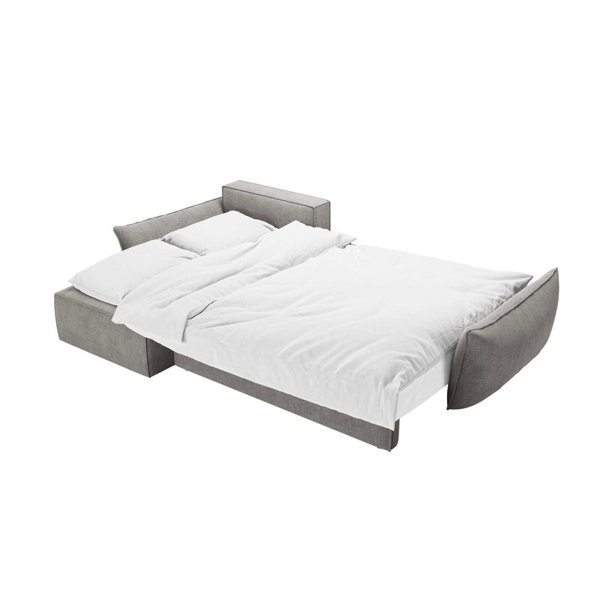 Kaelle 4-Sitzer Ecksofa mit Schlaffunktion und Bettkasten, Linke Seite, aus Chenille in Hellgrau (Over The Horizon 85), 252x165 cm von Micadoni – Bild 6
