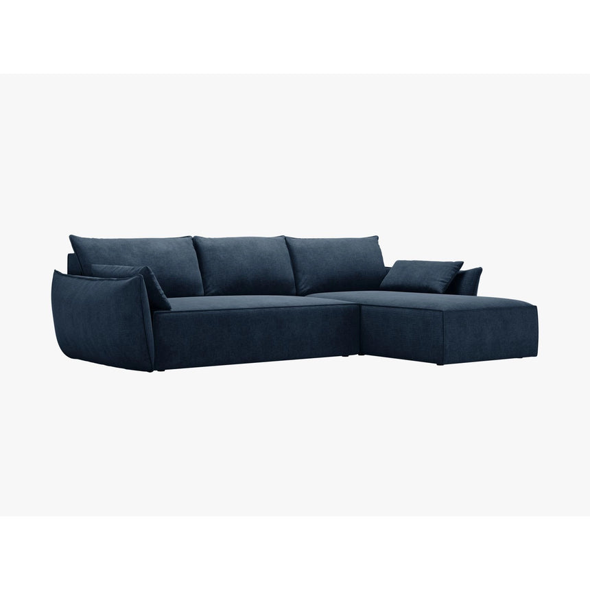 Kaelle 4-Sitzer Ecksofa mit Schlaffunktion und Bettkasten, Linke Seite, aus Chenille in Königsblau (Over The Horizon 78), 252x165 cm von Micadoni – Bild 7