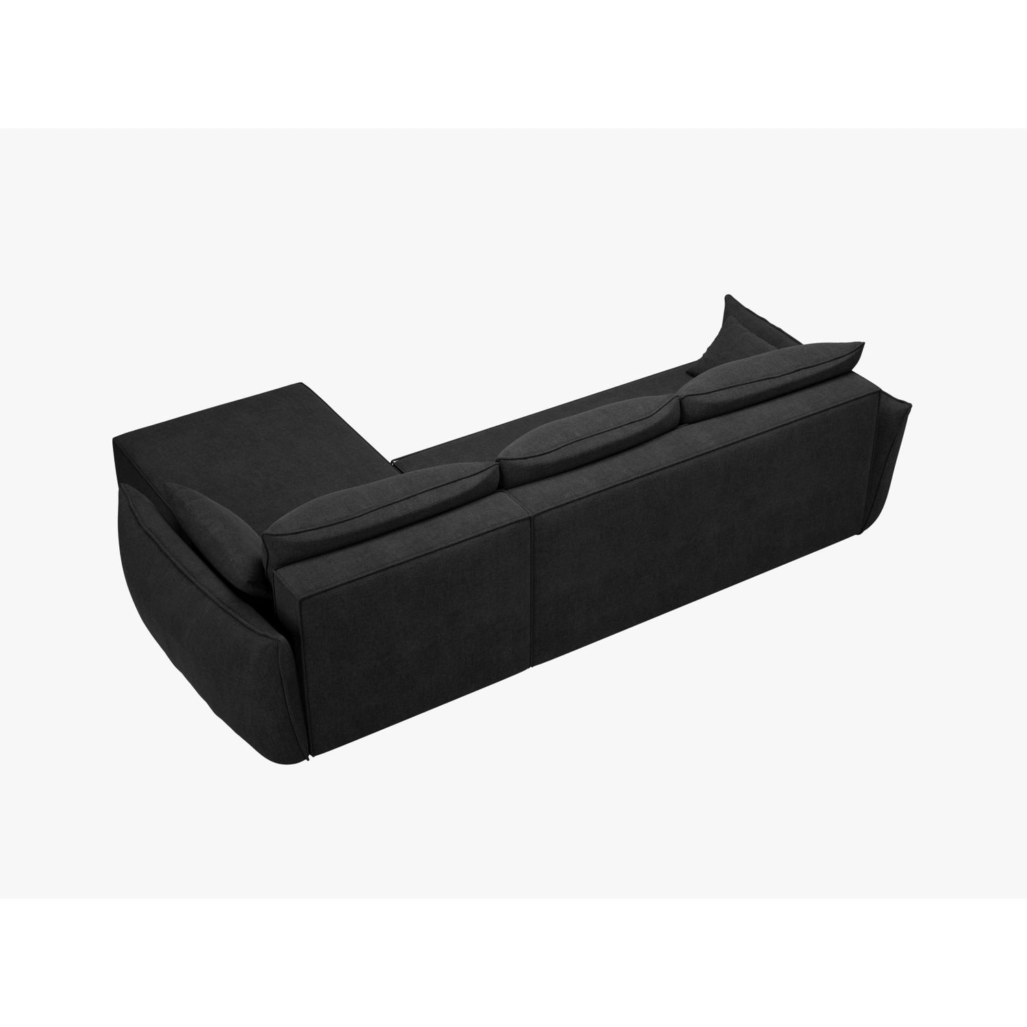 Kaelle 4-Sitzer Ecksofa mit Schlaffunktion und Bettkasten, Linke Seite, aus Chenille in Schwarz (Over The Horizon 99), 252x165 cm von Micadoni – Bild 4