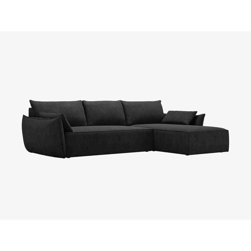 Kaelle 4-Sitzer Ecksofa mit Schlaffunktion und Bettkasten, Linke Seite, aus Chenille in Schwarz (Over The Horizon 99), 252x165 cm von Micadoni – Bild 7