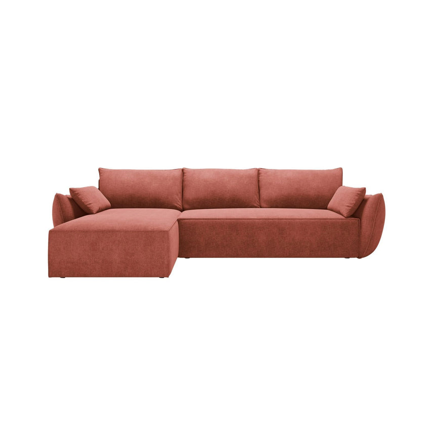 Kaelle 4-Sitzer Ecksofa mit Schlaffunktion und Bettkasten, Linke Seite, aus Chenille in Terrakotta (Over The Horizon 57), 252x165 cm von Micadoni – Bild 1