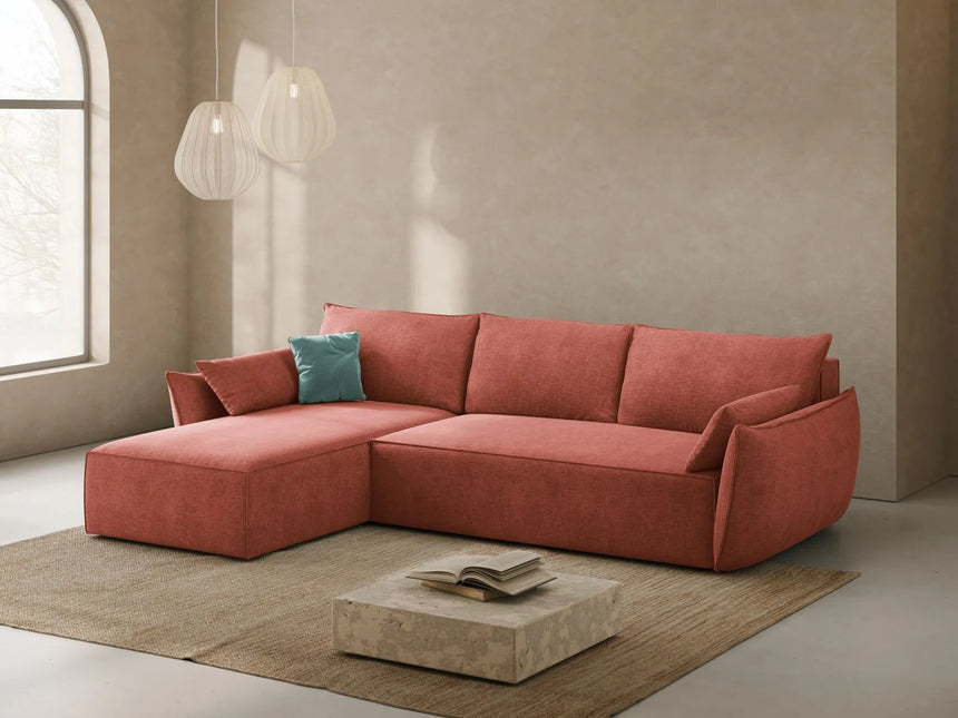 Kaelle 4-Sitzer Ecksofa mit Schlaffunktion und Bettkasten, Linke Seite, aus Chenille in Terrakotta (Over The Horizon 57), 252x165 cm von Micadoni – Bild 2