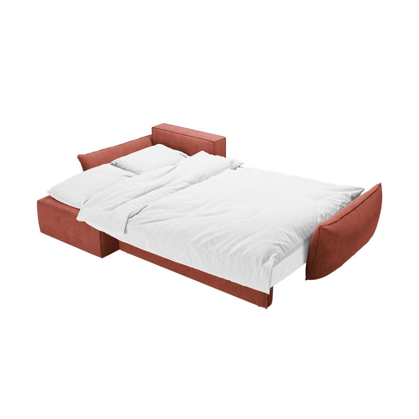 Kaelle 4-Sitzer Ecksofa mit Schlaffunktion und Bettkasten, Linke Seite, aus Chenille in Terrakotta (Over The Horizon 57), 252x165 cm von Micadoni – Bild 6