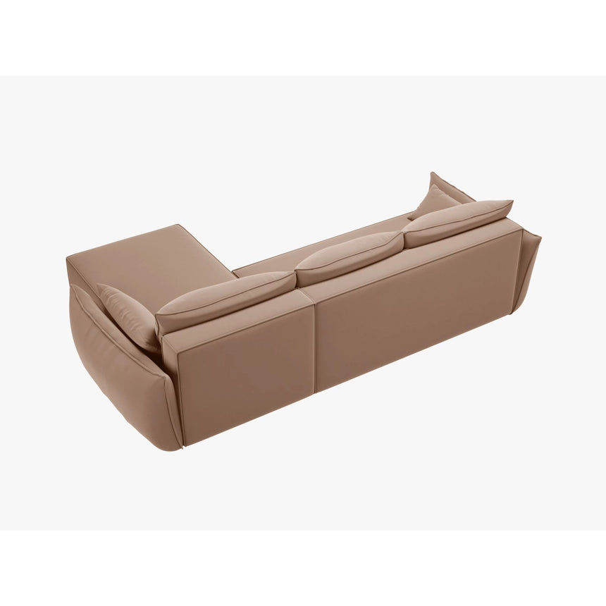 Kaelle 4-Sitzer Ecksofa mit Schlaffunktion und Bettkasten, Linke Seite, aus Samt in Beige (Bluvel 28), 252x165 cm von Micadoni – Bild 4