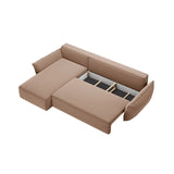 Kaelle 4-Sitzer Ecksofa mit Schlaffunktion und Bettkasten, Linke Seite, aus Samt in Beige (Bluvel 28), 252x165 cm von Micadoni – Bild 5