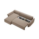 Kaelle 4-Sitzer Ecksofa mit Schlaffunktion und Bettkasten, Linke Seite, aus Samt in Cappuccino (Bluvel 40), 252x165 cm von Micadoni – Bild 5